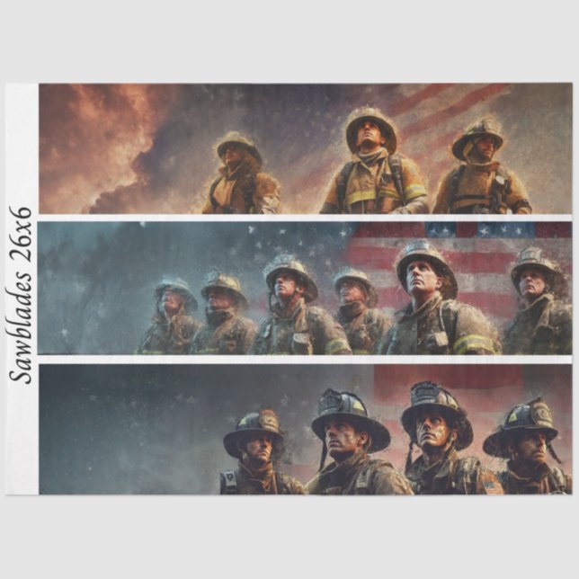 Papel De Seda Decoupage Firefighter Tribute Handsaws  (Frente )