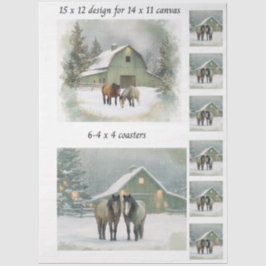 Papel De Seda Decoupage Fits 11x14 Canvas Winter Horse Scene 