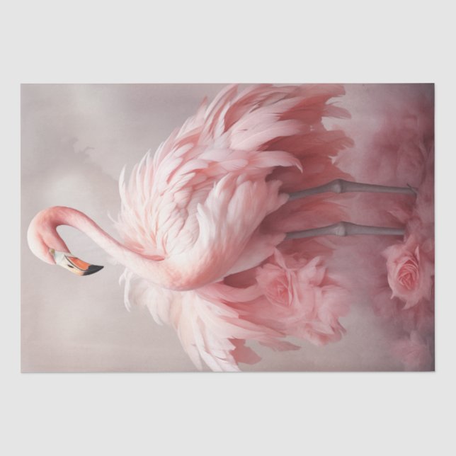 Papel De Seda Decoupage Flamingo Rosa Esplendor Estelar  (Frente )