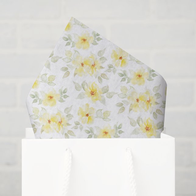 Papel de Seda Decoupage Floral Amarelo, Flores (Sacola de presentes)