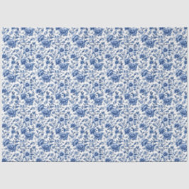 Papel De Seda Decoupage Floral Azul e Branco Chinoiserie