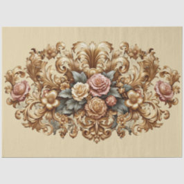 Papel De Seda Decoupage Floral Barroca Dourada Extra Grande