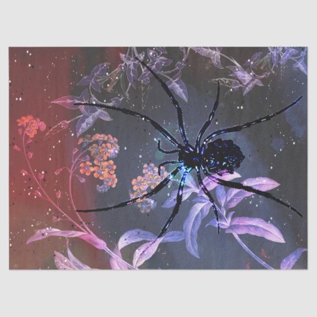 Papel De Seda Decoupage Floral de Aranha Gótica (Frente )