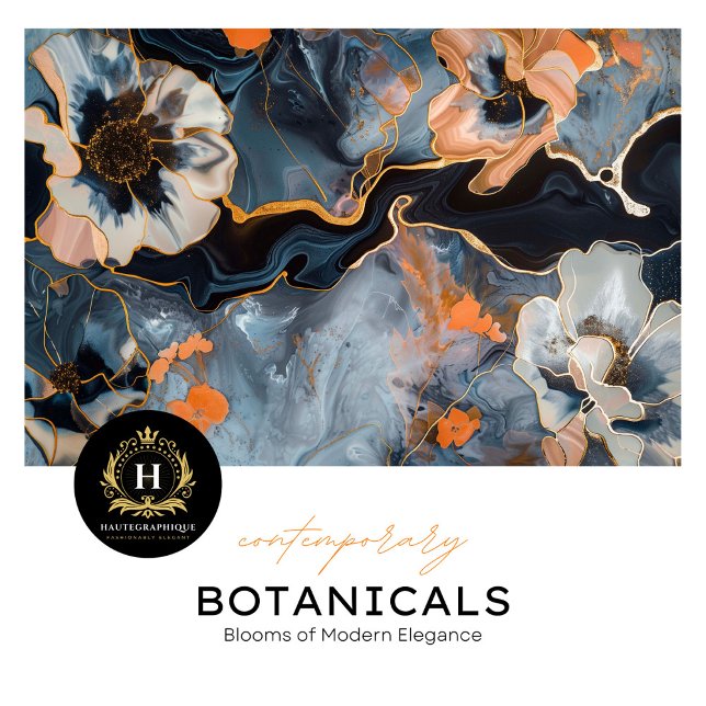 Papel De Seda Decoupage Floral de Luxo Preto e Dourado Marble (Criador carregado)