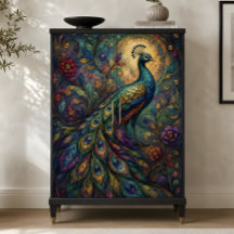 Decoupage Floral de Pavão em Tons Preciosos
