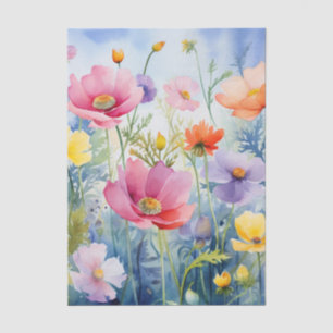 Papel De Seda Decoupage Floral de Primavera em Aquarela Vintage