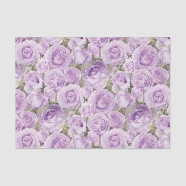 Papel De Seda Decoupage Floral de Rosa Roxo Elegante (Frente )