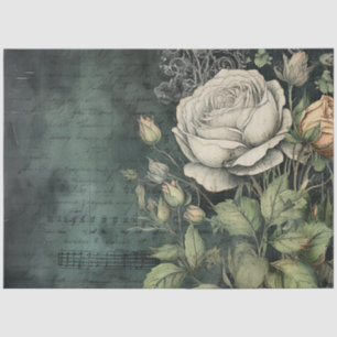 Papel De Seda Decoupage Floral de Rosa Vintage