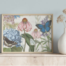 Papel De Seda Decoupage Floral do Jardim Azul-Borboleta Botânica