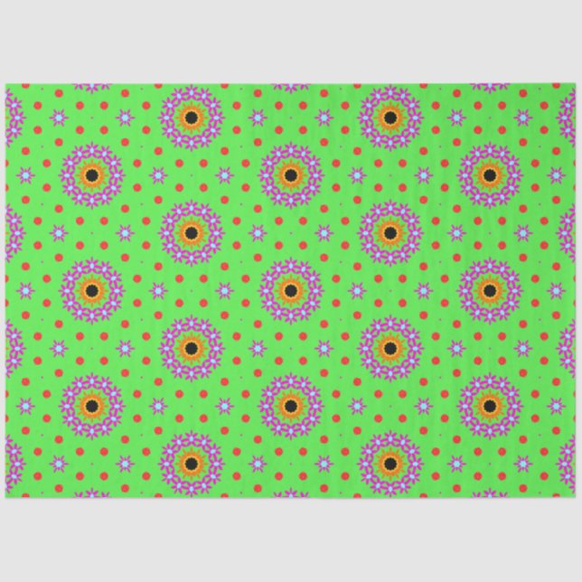 Papel De Seda Decoupage Floral do verde limão (Frente )