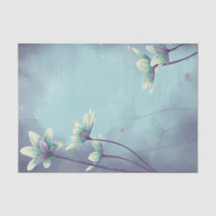 Papel De Seda Decoupage Floral Flor Azul de Cor da Água