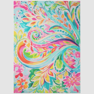 Papel De Seda Decoupage Floral Paisley Rosa