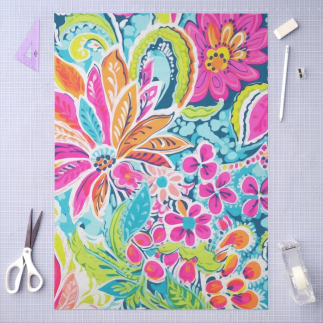Papel De Seda Decoupage Floral Paisley Rosa (Arte )