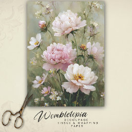 Papel De Seda Decoupage Floral Romântico Vintage Rosa Pastel