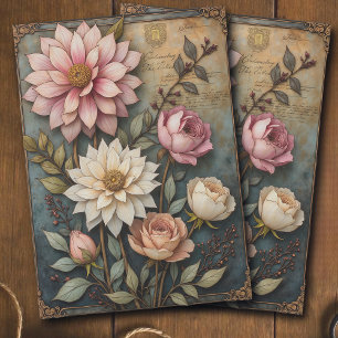 Papel De Seda Decoupage Floral Rosa e Pêssego Vintage