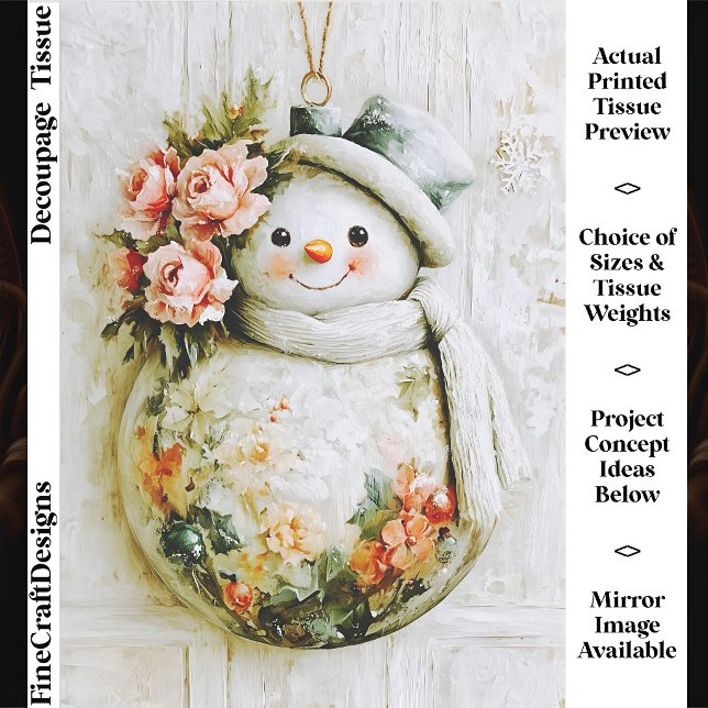 Papel De Seda Decoupage Floral Shabby Chic Boneco de Neve FT6L (Criador carregado)