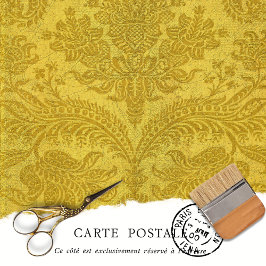 Papel De Seda Decoupage Floral Vitoriano Rústico Dourado Antigo