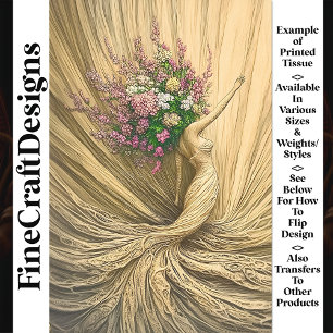 Papel De Seda Decoupage Floral W2 de Mulher Ouro Graciosa