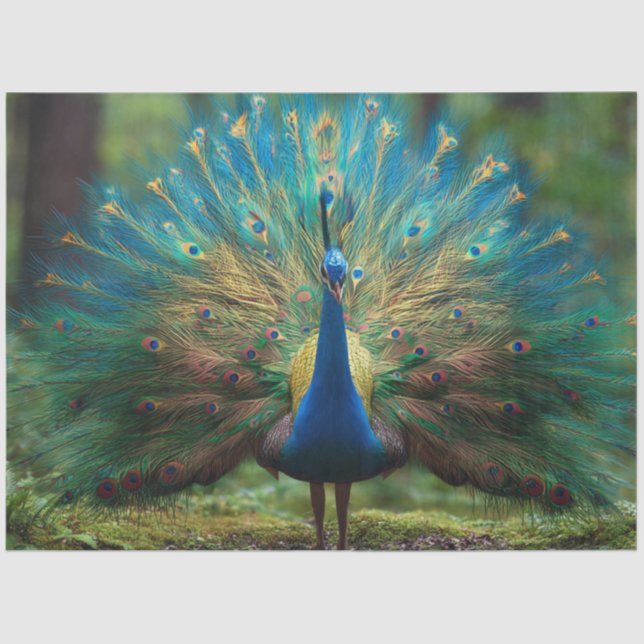 Papel De Seda Decoupage Forestry Regal Peacock  (Frente )