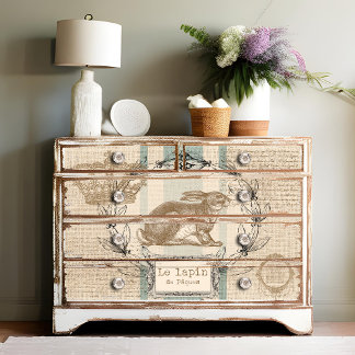 Papel De Seda Decoupage Francesa de Lapin Burlap Páscoa Rabbit