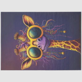 Papel De Seda Decoupage Funky Giraffe Amarelo Óculos Amarelos A