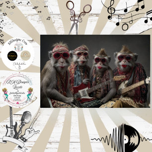 Papel De Seda Decoupage Funky Monkey Rockers Banda Boho Arte 