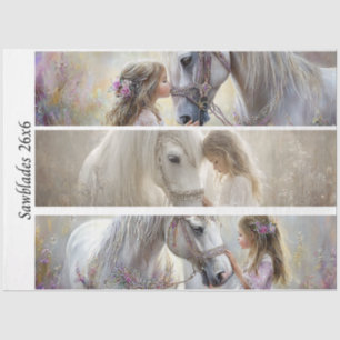 Papel De Seda Decoupage Garota Cavalo Branco Artes Serras Manuai