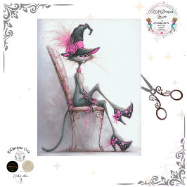Papel De Seda Decoupage Gato Caprichoso Bruxa Saltos Altos Passa