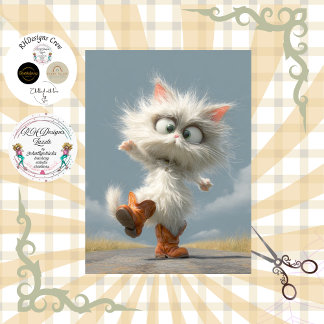 Papel De Seda Decoupage Gato Dançante Caprichoso