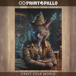 Papel De Seda Decoupage - Gato feiticeiro com traje steampunk -