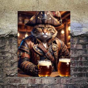 Papel De Seda Decoupage - Gato pirata steampunk bebendo cerveja