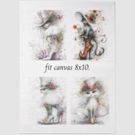 Papel De Seda Decoupage Gatos Caprichosos Cabe em Tela 8 x 10