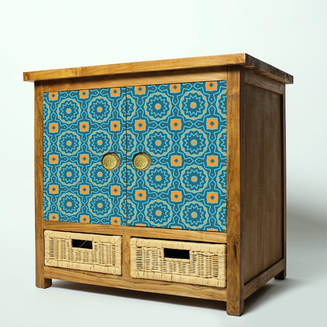 Papel De Seda Decoupage Geométrica do Boho Elegante Azul e Amare (Criador carregado)