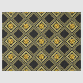 Papel De Seda Decoupage Geométrica Preta-Creme Dourada