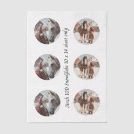 Papel De Seda Decoupage Globo de Neve Papai Noel & Cavalo