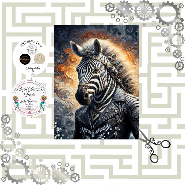 Papel De Seda Decoupage Glowing Zebra Guardian Art (Criador carregado)
