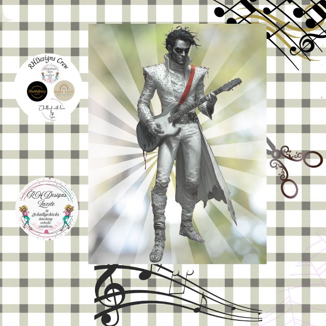Papel De Seda Decoupage Gothic Guitarist Vampire Rockstar  (Criador carregado)