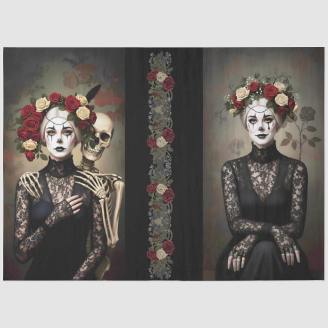 Papel De Seda Decoupage Gothic Rose Queen – Dark Romantic Art  (Frente )