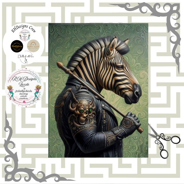 Papel De Seda Decoupage Gothic Zebra Warrior  (Criador carregado)