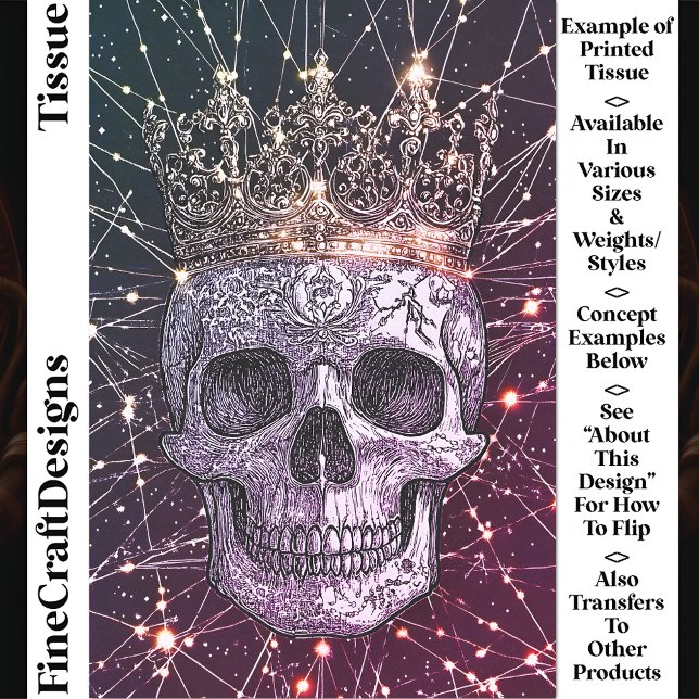 Papel De Seda Decoupage Gótica Cyberpunk Skull & Dourada Crown U (Criador carregado)