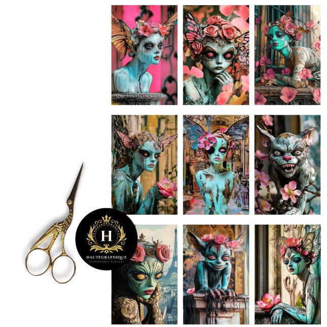 Papel De Seda Decoupage Gótico Caprichoso de Paris Gárgula  (Criador carregado)