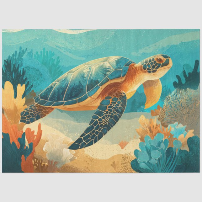 Papel De Seda Decoupage Gráfico Tartaruga Marinha (Frente )