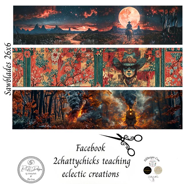 Papel De Seda Decoupage Handsaw 26x6" Western Designs  (Criador carregado)