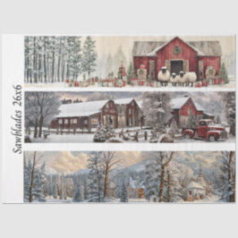Papel De Seda Decoupage Handsaw Papers Red Barn, Church, Truck