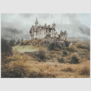 Papel De Seda Decoupage Highland Castle Ireland Misty Landscape