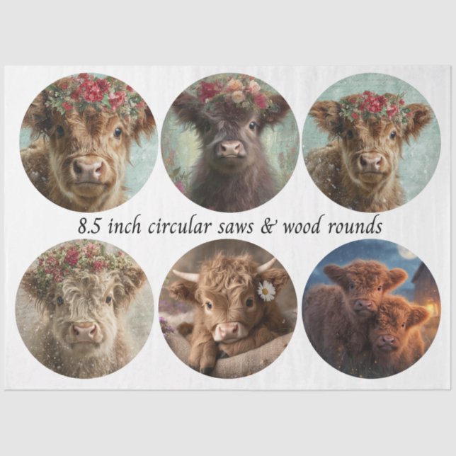 Papel De Seda Decoupage Highland Circular Saw Designs 8.5"  (Frente )