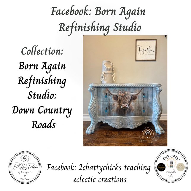 Papel De Seda Decoupage Highland Cow Blue Distressed Background  (Criador carregado)