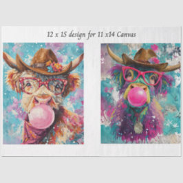 Papel De Seda Decoupage Highland Western Bubble Gum 11x14 Canvas