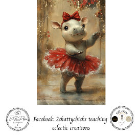 Papel De Seda Decoupage Hipopótamo Bailarina Natal Caprichoso