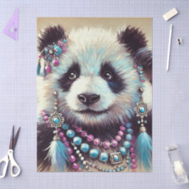 Papel De Seda Decoupage Hippie Panda Bear Chalk-Pastel